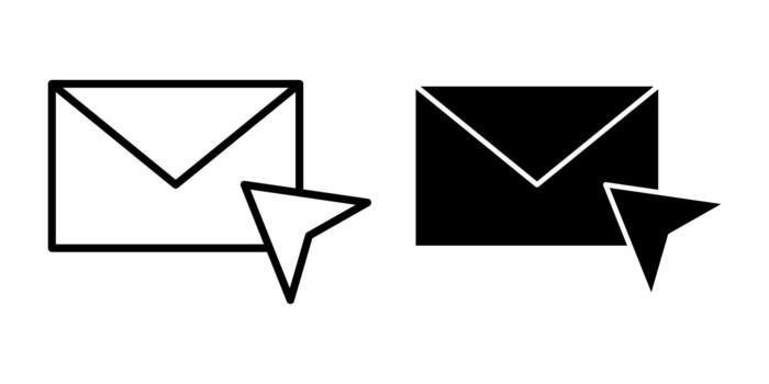 Email Cursor Click Black Icon Bundle for Interactive Messaging and User Actions vector