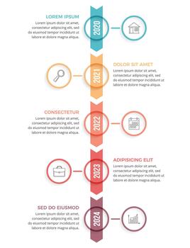 Vertical timeline - infographic template with five arrows with place for your icons and text vector