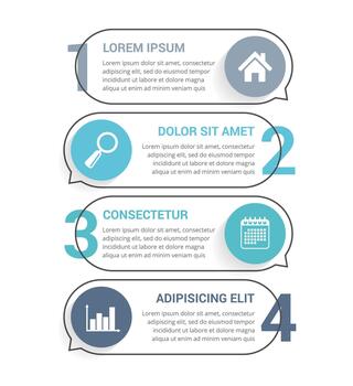 Four infographic elements with numbers, icons and place for your text, workflow, process chart, steps or options vector