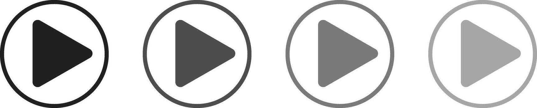 Simple Circular Media Player Play Button Set vector