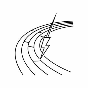 carreras pista con relámpago tornillo un símbolo de velocidad y precisión vector