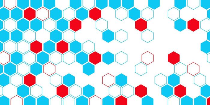 Light blue and red geometric hexagon pattern abstract background vector