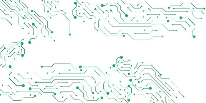 Green circuit board texture design background. Motherboard, AI technology and internet connection concept. Suitable for cover, poster, banner, header and presentation vector
