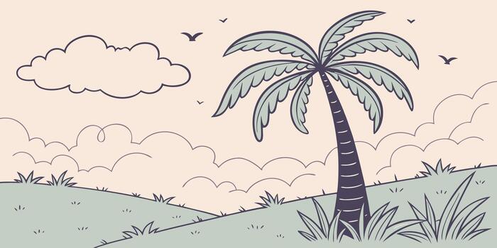 Palm tree in a peaceful landscape vector