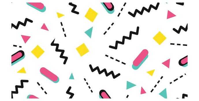 Celebrate retro style with a playful memphis pattern featuring vibrant shapes and geometric flair, perfect for adding a lively touch to your creative projects vector