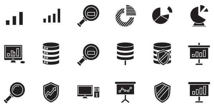Analyze business performance with strategic insights using professional data icons for presentations and dashboards to drive growth and success today vector