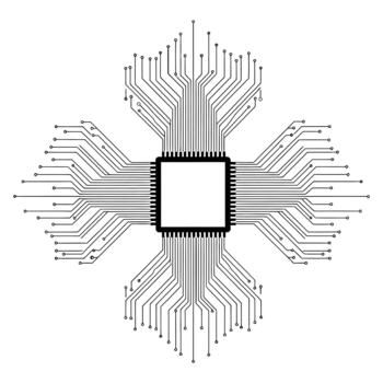 Sleek black and white circuit board design representing modern technology and innovation, perfect for technology concepts, digital solutions, and futuristic designs vector