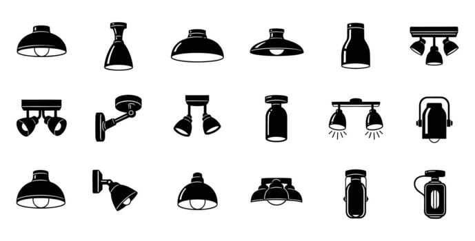 Illuminate your designs with this versatile collection of modern lighting fixtures perfect for interior design projects and architectural visualization needs vector