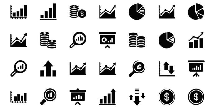 Unlock your business potential with these dynamic charts and graphs showing growth, analysis, and financial success for data driven decisions vector