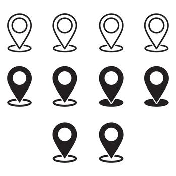 Versatile location pin icons set for modern navigation apps and digital map interfaces, offering clear visual cues for pinpointing destinations with stylish design vector