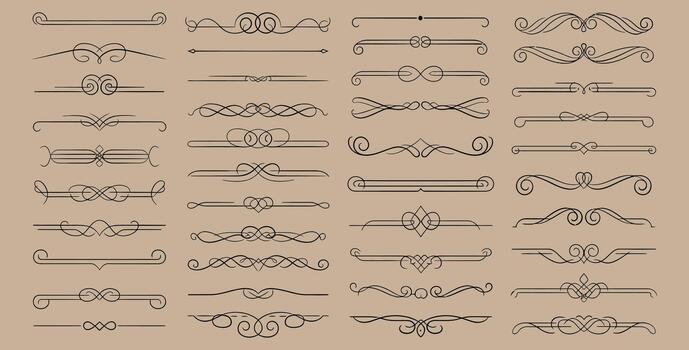 Elegant decorative flourishes and ornate dividers add classic charm to refine any document or design project, enhancing visual appeal with timeless style. vector