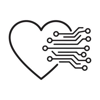 Tech heart with circuit design for innovative technology concepts and digital love, a modern symbol of affection and connection with sleek design vector
