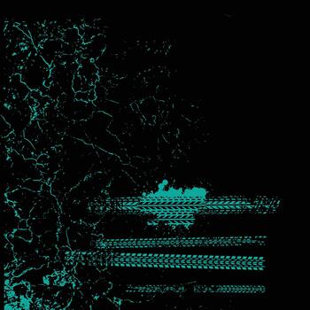 Abstract digital glitch art with vibrant teal and green geometric patterns on a dark background vector