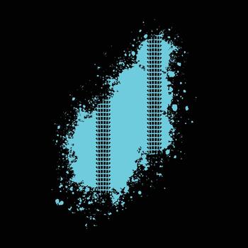 Abstract blue digital splash with pixelated pattern on black background vector