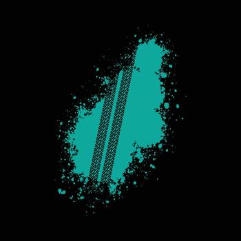 Abstract teal paint splash with dark lines on a black background vector
