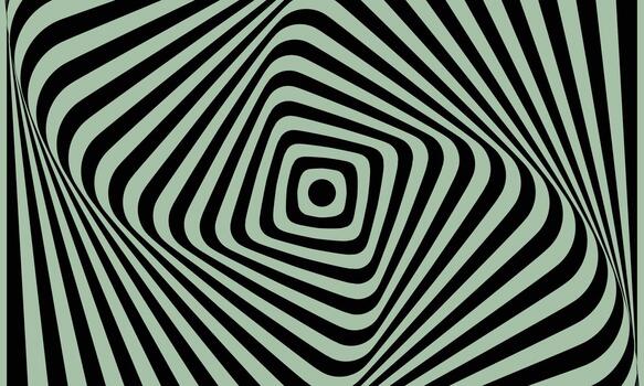 resumen óptico espejismo de un arremolinándose vórtice de negro y blanco rayas creando un hipnótico visual efecto vector