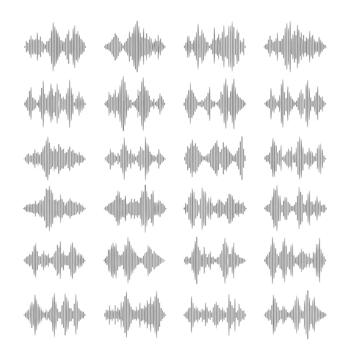sonido ola colección aislado en un diverso formación de audio formas de onda, exhibiendo variaciones en amplitud y frecuencia, Perfecto para audio diseño proyectos vector