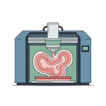 Illustration of a 3d printer creating a complex, organic shape, showcasing the technologys ability to produce intricate designs in a controlled environment vector