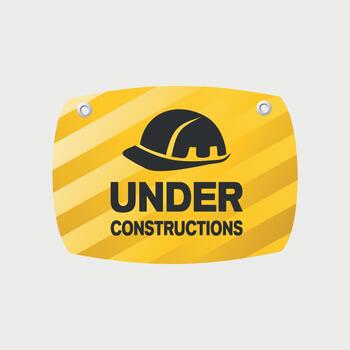 Yellow rectangular under constructions sign isolated on white background vector