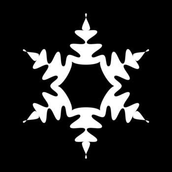 Snowflake icon. Snow sign. White snowflake template. Snowflake winter simple symbol. Snow flat pattern on a black background. Christmas minimalist design for app, website, logo. vector