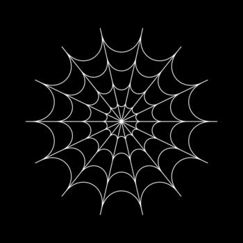 araña web modelo para Víspera de Todos los Santos fiesta. de miedo araña web. escalofriante blanco telaraña silueta icono en un negro antecedentes. telaraña sencillo fondo. oscuro gótico decoración para vacaciones. póster plano diseño. vector