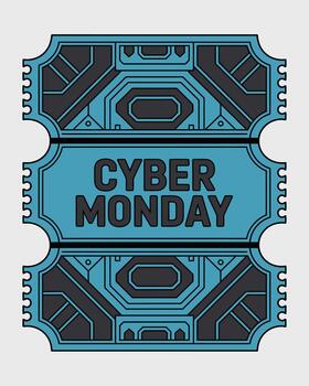 Cyber Monday Sale Ticket Design with Digital Circuit Elements Artwork vector