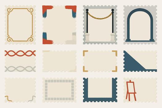 Go to An Art Museum Day with Classic Decorative Frames and Architectural Elements design vector