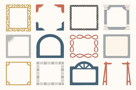 Go to An Art Museum Day with Classic Decorative Frames and Architectural Elements vector