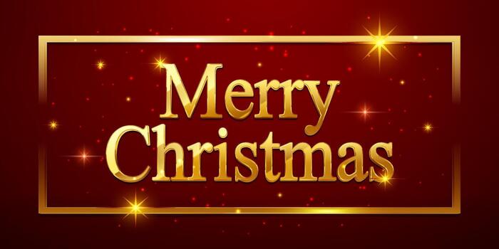 alegre Navidad oro texto efecto en un marco en un rojo antecedentes vector