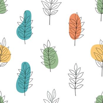 A charming seamless pattern featuring abstract botanical elements with organic shapes and delicate line art. vector