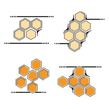 A visual representation of interconnected hexagonal shapes forming abstract patterns for design purposes. vector