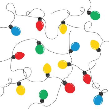 A festive display of colorful string lights illuminating a celebratory space. vector