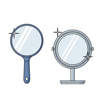 Two reflective surfaces showing a clear image for observation and grooming purposes. vector