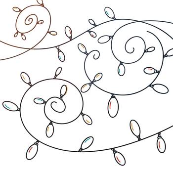 Artistic illustration of swirling lines of colorful string lights, creating abstract and festive decorative patterns. vector