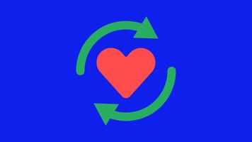 respons slinga hjärta som visar cirkulär pilar runt om en hjärta, symboliserar emotionell respons, empati, och etisk användare erfarenhet design. video