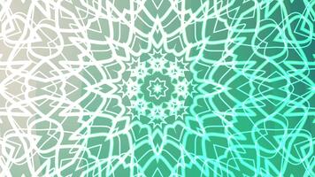 résumés virevolte kaléidoscope un, abstrait turquoise mandala animation avec une pente arrière-plan, sans couture boucle conception, royalties gratuit action. video