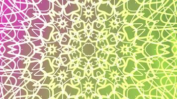 abstracts snurrar kalejdoskop en, fascinerande animerad kalejdoskop mönster med en vibrerande lutning bakgrund för kreativ projekt, royalty fri stock. video