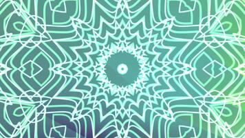 abstracts snurrar kalejdoskop en, abstrakt neon mandala animering med geometrisk former roterande mot en lutning bakgrund, stock kungligheter. video