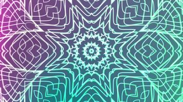 Abstracts Twirls Kaleidoscope A, Abstract animated neon kaleidoscope background with a dynamic and mesmerizing pattern design, royalty free stock. video