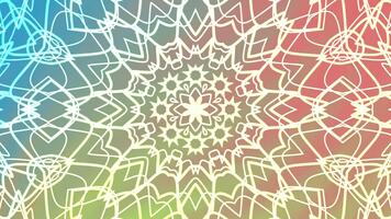 Abstracts Twirls Kaleidoscope A, Animated abstract white lines mandala pattern with colorful gradient background, Stock royalty free . video