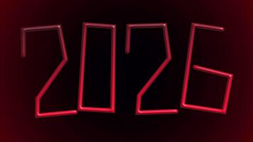Red glowing wireframe digits forming dramatic futuristic angular 2026 structure video