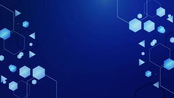 abstract modern slim bedrijf zakelijke digitaal tech zeshoek patroon in blauw helling achtergrond, futuristische gegevens analyse, schoon branding, wetenschappelijk Onderzoek, ai berekenen video