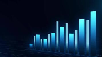 Digital hologram interface shows chart graph financial data analysis graphs or the stock market. style clean glowing neon futuristic technology design. video