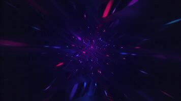 futurista néon ampliação efeito fundo uma portal do explodindo energia feixes, partículas e chamas. ideal para jogos e tecnologia conceitos. isto Sombrio à moda cyberpunk animação é cheio hd e uma laço. video