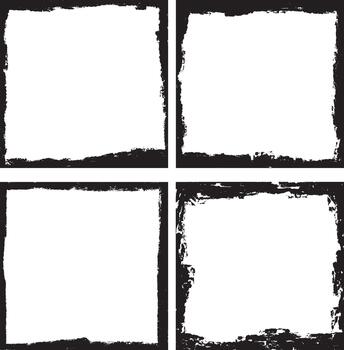 Grunge square frame set vector