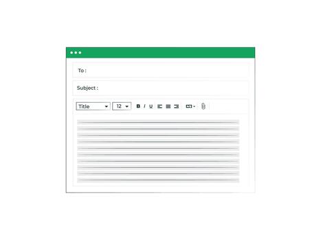 Flat style illustration of writing email user interface concept isolated on white background, digital communication message technology design vector