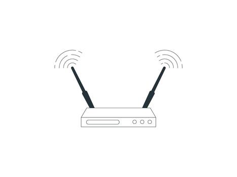 Wireless wifi router icon illustration isolated on white background, digital modem internet technology network silhouette device graphic design vector