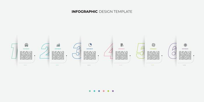 Infographic template featuring 6 steps with icons, designed for business concepts. Ideal for presentations, banners, workflow layouts, process diagrams, flowcharts illustration vector