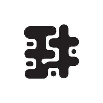 Minimalist abstract fluid black shape icon and organic forms in a modern artistic design vector