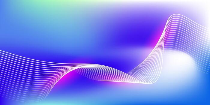 Abstract blue gradient background with shining lines waves. Minimalist background for banner,poster vector